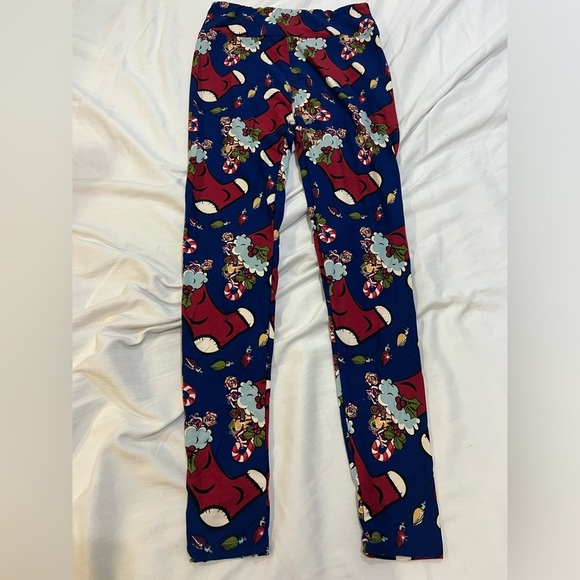 Lularoe One Size Leggings Christmas Stockings and Lights - Picture 2 of 6